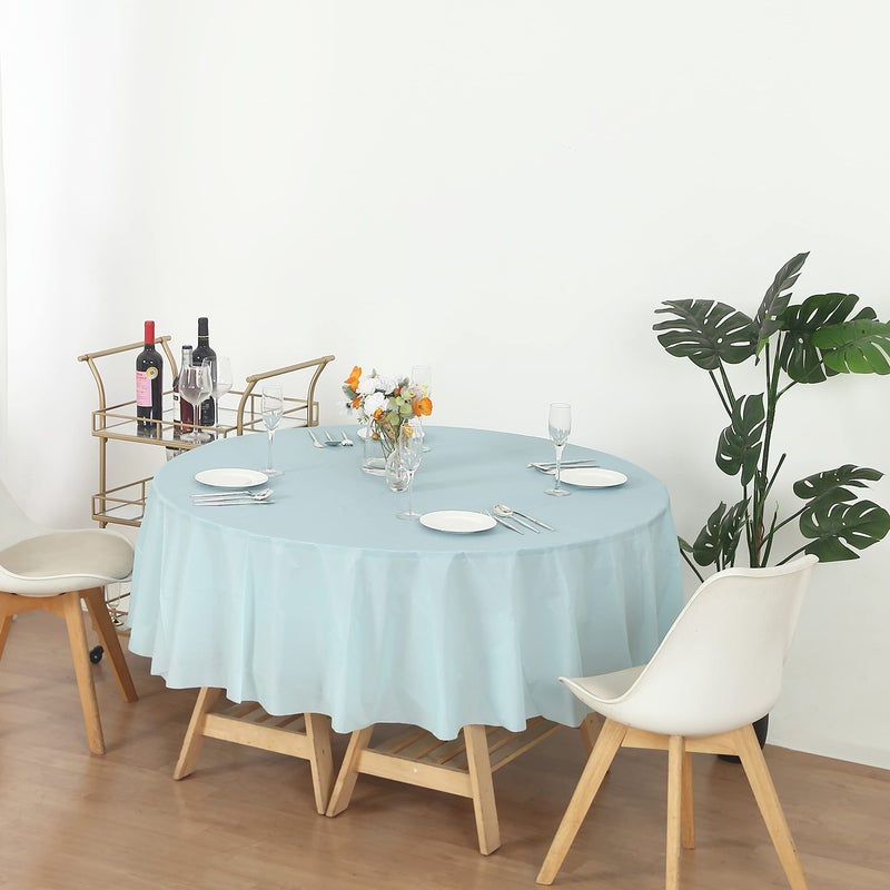 EVER SHINE Evershine (12-Pack Heavy Duty Plastic Table Covers Tablecloth (Reusable) (Round 84", Light Blue) - Image 4